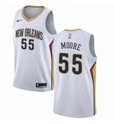 Mens Nike New Orleans Pelicans 55 ETwaun Moore Authentic White Home NBA Jersey Association Edition