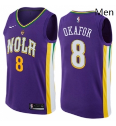 Mens Nike New Orleans Pelicans 8 Jahlil Okafor Swingman Purple NBA Jersey City Edition 