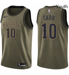 Youth Nike New Orleans Pelicans 10 Tony Carr Swingman Green Salute to Service NBA Jersey 