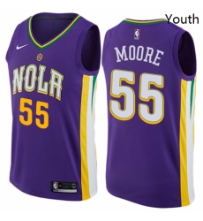 Youth Nike New Orleans Pelicans 55 ETwaun Moore Swingman Purple NBA Jersey City Edition