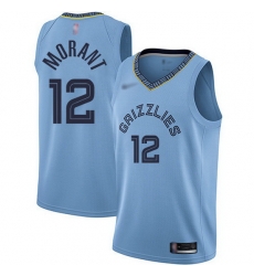 Grizzlies  12 Ja Morant Light Blue Basketball Swingman Statement Edition Jersey