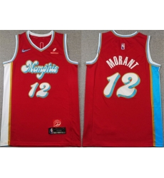 Men Memphis Grizzlies 12 Ja Morant Red 2024 25 City Edition Stitched Basketball Jersey