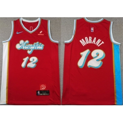 Men Memphis Grizzlies 12 Ja Morant Red 2024 25 City Edition Stitched Basketball Jersey