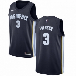 Mens Nike Memphis Grizzlies 3 Allen Iverson Swingman Navy Blue Road NBA Jersey Icon Edition 