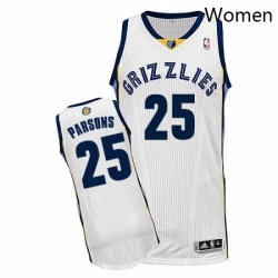 Womens Adidas Memphis Grizzlies 25 Chandler Parsons Authentic White Home NBA Jersey 