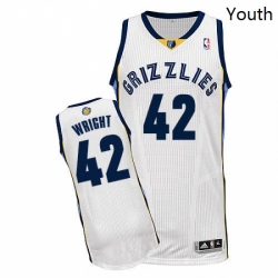 Youth Adidas Memphis Grizzlies 42 Lorenzen Wright Authentic White Home NBA Jersey