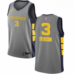 Youth Nike Memphis Grizzlies 3 Allen Iverson Swingman Gray NBA Jersey City Edition 