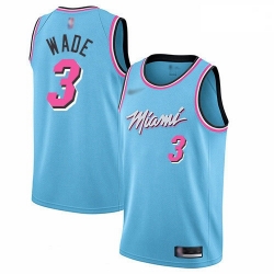 Heat 3 Dwyane Wade Blue Basketball Swingman City Edition 2019 20 Jersey