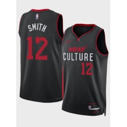 Men Miami Heat 12 Dru Smith Black 2024 City Edition Stitched Basketball Jersey