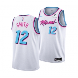 Men Miami Heat 12 Dru Smith White 2024 25 City Edition Stitched Basketball Jersey