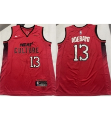 Men Miami Heat 13 Bam Adebayo Red 2024 25 City Edition Stitched Basketball Jersey