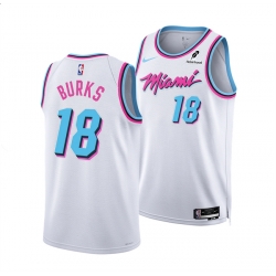 Men Miami Heat 18 Alec Burks White 2024 25 City Edition Stitched Basketball Jersey