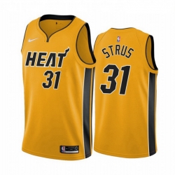 Men Miami Heat 31 Max Strus Yellow NBA Swingman 2020 21 Earned Edition Jersey