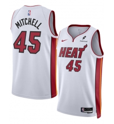 Men Miami Heat 45 Davion Mitchell White 2025 Association Edition Swingman Stitched Basketball Jersey