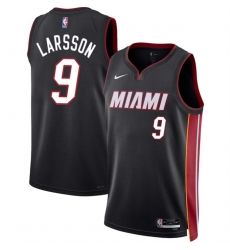 Men Miami Heat 9 Pelle Larsson Black 2024 Draft Icon Edition Stitched Basketball Jersey