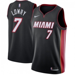 Men Nike Miami Heat 7 Kyle Lowry Black NBA Swingman Icon Edition Jersey