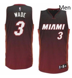 Mens Adidas Miami Heat 3 Dwyane Wade Authentic Black Resonate Fashion NBA Jersey