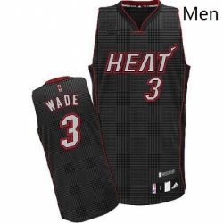 Mens Adidas Miami Heat 3 Dwyane Wade Authentic Black Rhythm Fashion NBA Jersey