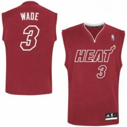 Mens Adidas Miami Heat 3 Dwyane Wade Authentic Red Pride NBA Jersey