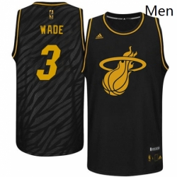 Mens Adidas Miami Heat 3 Dwyane Wade Swingman Black Precious Metals Fashion NBA Jersey