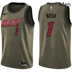 Mens Nike Miami Heat 1 Chris Bosh Swingman Green Salute to Service NBA Jersey