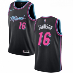 Mens Nike Miami Heat 16 James Johnson Swingman Black NBA Jersey City Edition