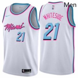 Mens Nike Miami Heat 21 Hassan Whiteside Swingman White NBA Jersey City Edition