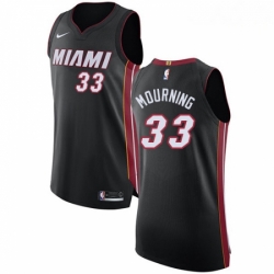 Mens Nike Miami Heat 33 Alonzo Mourning Authentic Black Road NBA Jersey Icon Edition