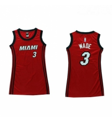 Womens Adidas Miami Heat 3 Dwyane Wade Authentic Red Dress NBA Jersey