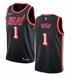 Womens Nike Miami Heat 1 Chris Bosh Authentic Black Black Fashion Hardwood Classics NBA Jersey