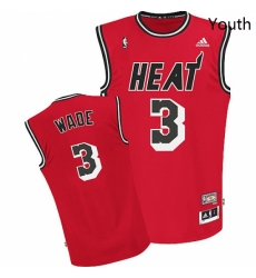 Youth Adidas Miami Heat 3 Dwyane Wade Swingman Red Hardwood Classics Nights NBA Jersey