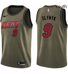 Youth Nike Miami Heat 9 Kelly Olynyk Swingman Green Salute to Service NBA Jersey 