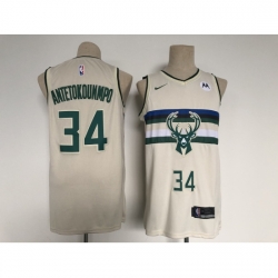 Men's Milwaukee Bucks #34 Giannis Antetokounmpo Swingman Cream City Player Jersey