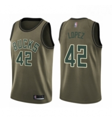 Mens Milwaukee Bucks 42 Robin Lopez Swingman Green Salute to Service Basketball Jersey 