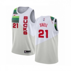 Mens Nike Milwaukee Bucks 21 Tony Snell White Swingman Jersey Earned Edition 