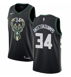 Mens Nike Milwaukee Bucks 34 Giannis Antetokounmpo Swingman Black Alternate NBA Jersey Statement Edition