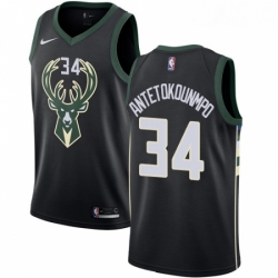 Mens Nike Milwaukee Bucks 34 Giannis Antetokounmpo Swingman Black Alternate NBA Jersey Statement Edition