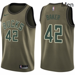 Mens Nike Milwaukee Bucks 42 Vin Baker Swingman Green Salute to Service NBA Jersey