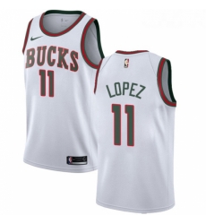 Womens Nike Milwaukee Bucks 11 Brook Lopez Swingman White Fashion Hardwood Classics NBA Jersey 