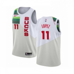 Womens Nike Milwaukee Bucks 11 Brook Lopez White Swingman Jersey Earned Edition 