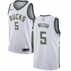 Womens Nike Milwaukee Bucks 5 D J Wilson Swingman White Home NBA Jersey Association Edition 