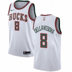 Womens Nike Milwaukee Bucks 8 Matthew Dellavedova Authentic White Fashion Hardwood Classics NBA Jersey 