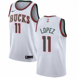 Youth Nike Milwaukee Bucks 11 Brook Lopez Swingman White Fashion Hardwood Classics NBA Jersey 