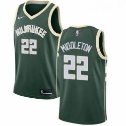 Youth Nike Milwaukee Bucks 22 Khris Middleton Swingman Green Road NBA Jersey Icon Edition 