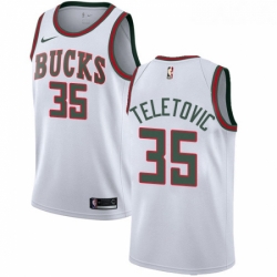 Youth Nike Milwaukee Bucks 35 Mirza Teletovic Authentic White Fashion Hardwood Classics NBA Jersey