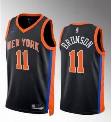 Men New Yok Knicks 11 Jalen Brunson Black Stitched Basketball Jersey