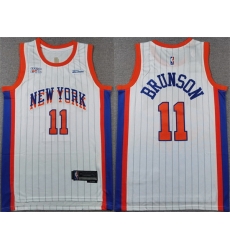 Men New Yok Knicks 11 Jalen Brunson White 2024 25 City Edition Stitched Basketball Jersey