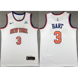 Men New Yok Knicks 3 Josh Hart White Stitched Basketball Jersey