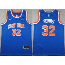 Men New Yok Knicks 32 Karl Anthony Towns Blue Icon Edition Edition Stitched Basketball Jersey