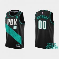 Men Portland Trail Portland Blazers 00 Carmelo Anthony 2022 23 Black City Edition Stitched Basketball Jersey